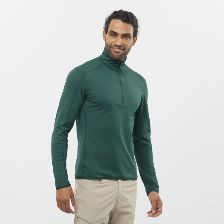 Sudaderas Salomon Essential Lightwarm Half Zip Hombre Verdes | MX HCXD084